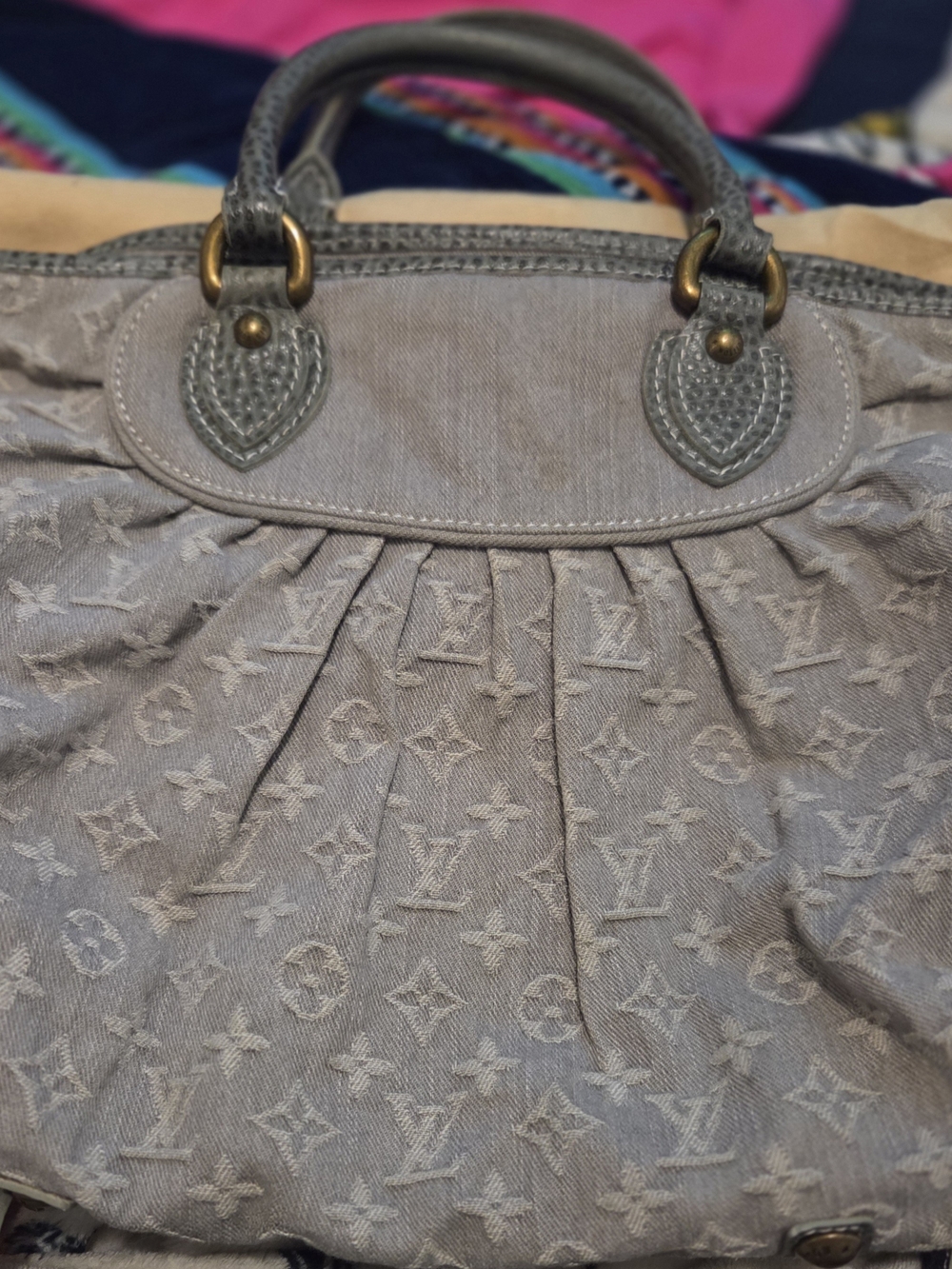Louis Vuitton Gray Monogram Canvas Pleated Satchel
